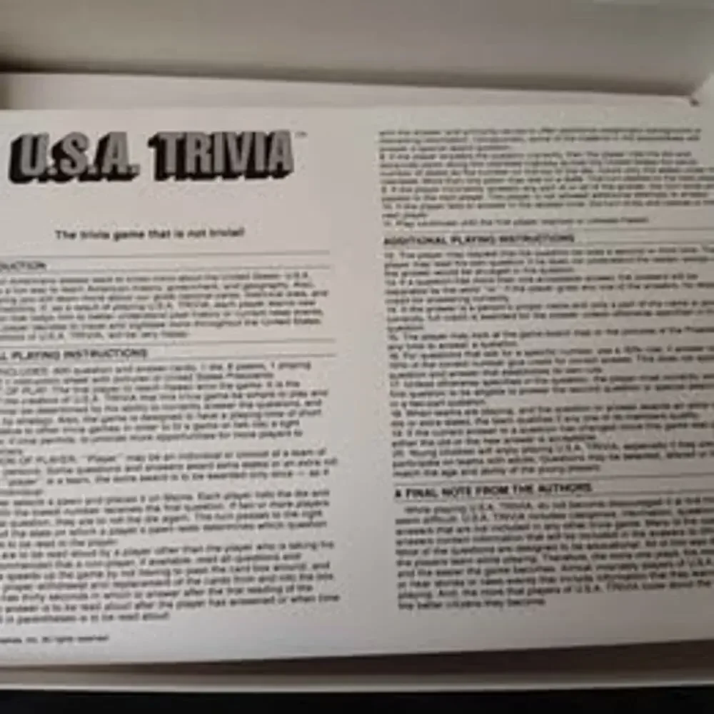 1989 U.S.A. Trivia Board Game – Complete, Like New, Appears